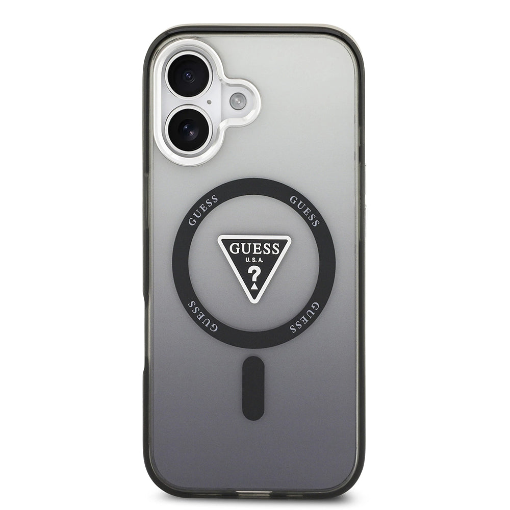 Husa de protectie Guess IML Gradient Triangle Logo MagSafe (GUHMP17SHGTMLCGK) compatibil cu iPhone 17, Negru
