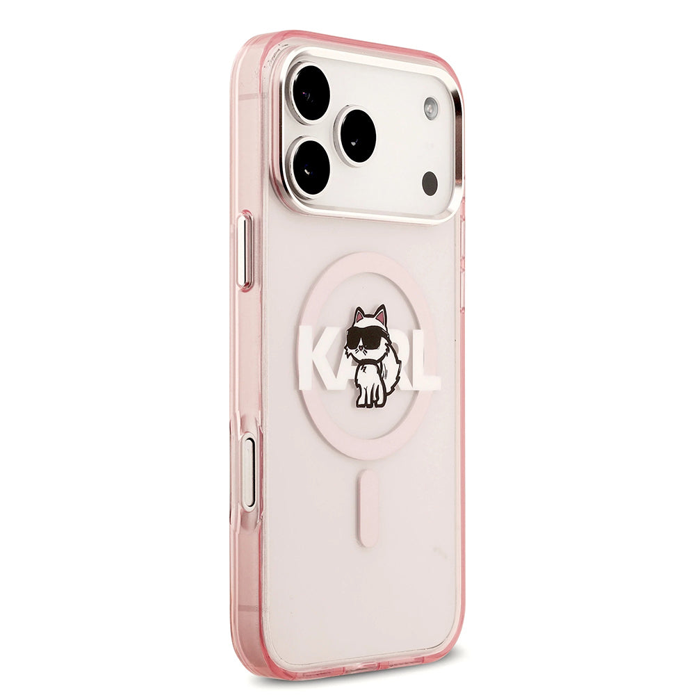 Husa de protectie Karl Lagerfeld IML Choupette Sketch Logo MagSafe (KLHMP17XHGCHGKBP) compatibil cu iPhone 17 Pro Max, Roz