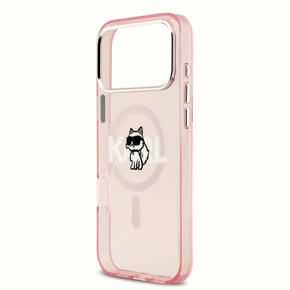 Husa de protectie Karl Lagerfeld IML Choupette Sketch Logo MagSafe (KLHMP17XHGCHGKBP) compatibil cu iPhone 17 Pro Max, Roz