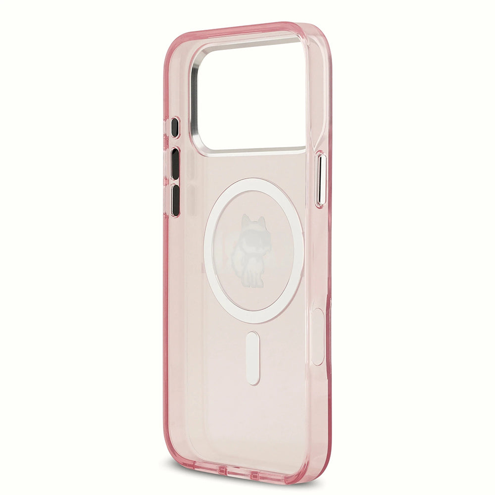 Husa de protectie Karl Lagerfeld IML Choupette Sketch Logo MagSafe (KLHMP17LHGCHGKBP) compatibil cu iPhone 17 Pro, Roz