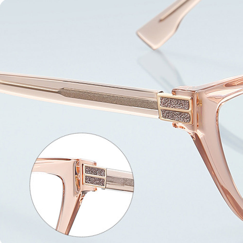 Techsuit Anti-Blue Light Glasses Reflex PC (2279), for Women, Cat Eye, TR90&Metal Frame, AC Lens, Transparent /Brown