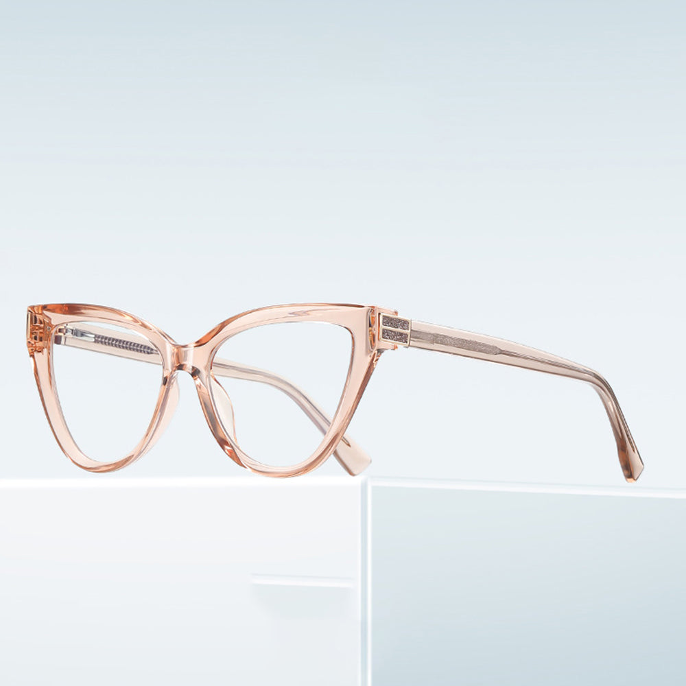 Techsuit Anti-Blue Light Glasses Reflex PC (2279), for Women, Cat Eye, TR90&Metal Frame, AC Lens, Leopard