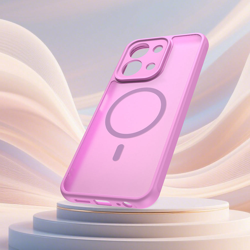 Husă Techsuit HaloFrost II MagSafe roz pentru Xiaomi Redmi 15C 4G și Redmi 15C 5G