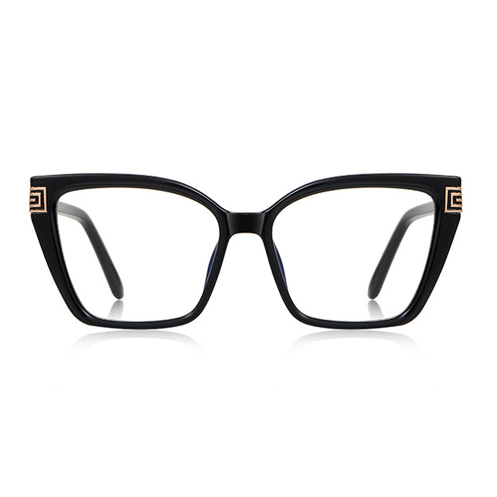 Techsuit Anti-Blue Light Glasses Reflex PC (2260), for Women, Oversize, TR90&Metal Frame, AC Lens, Negru /Gold