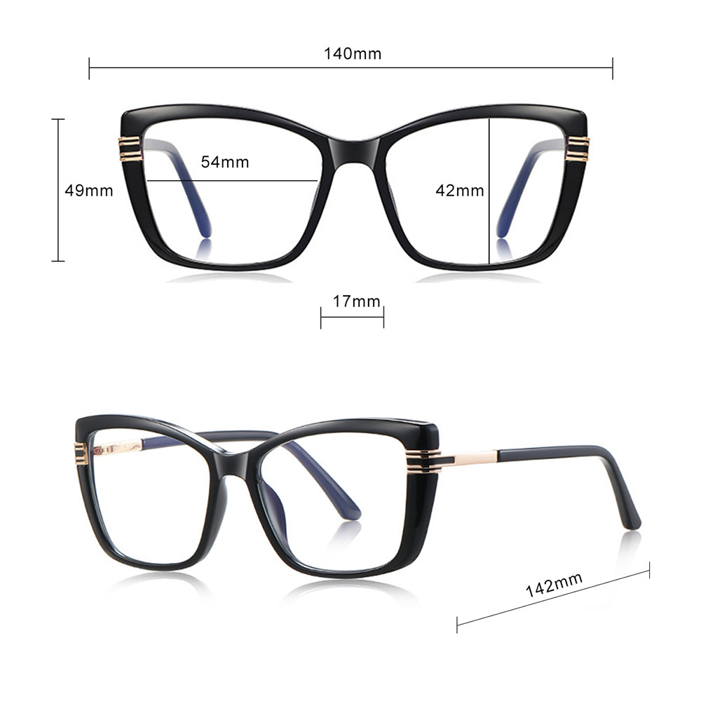 Techsuit Anti-Blue Light Glasses Reflex PC (2273), for Women, Oversized, TR90&Metal Frame, AC Lens, Transparent /Brown