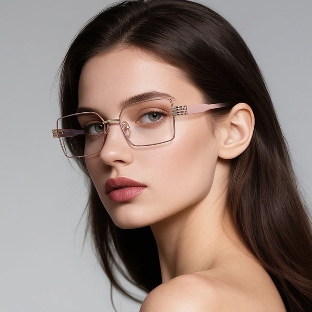 Techsuit Anti-Blue Light Glasses Reflex PC (3160), for Women, Rectangle, Metal Frame, AC Lens, Negru
