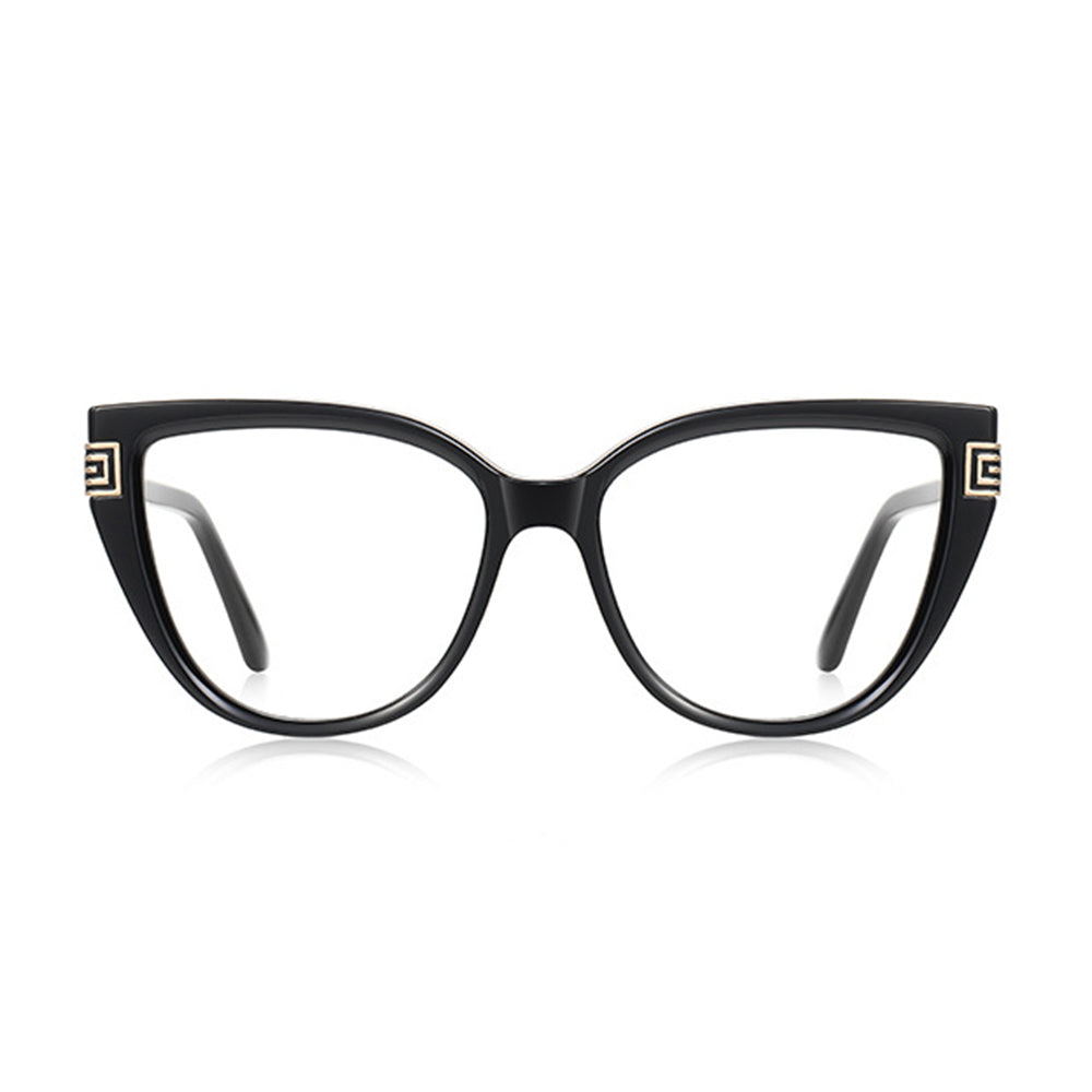 Techsuit Anti-Blue Light Glasses Reflex PC (2259), for Women, Oversized, TR90&Metal Frame, AC Lens, Negru