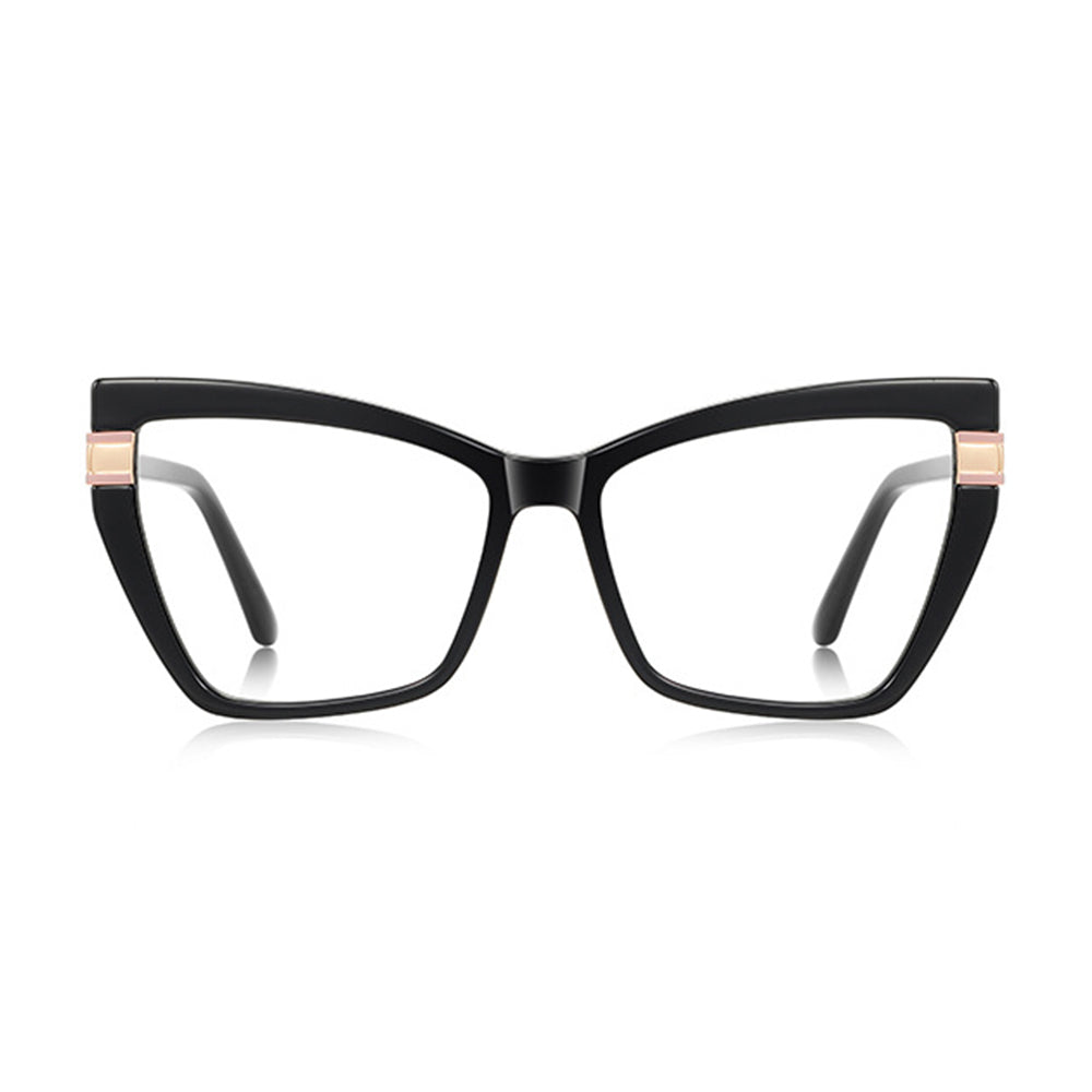 Techsuit Anti-Blue Light Glasses Reflex PC (2269), for Women, Oversized, TR90&Metal Frame, AC Lens, Negru