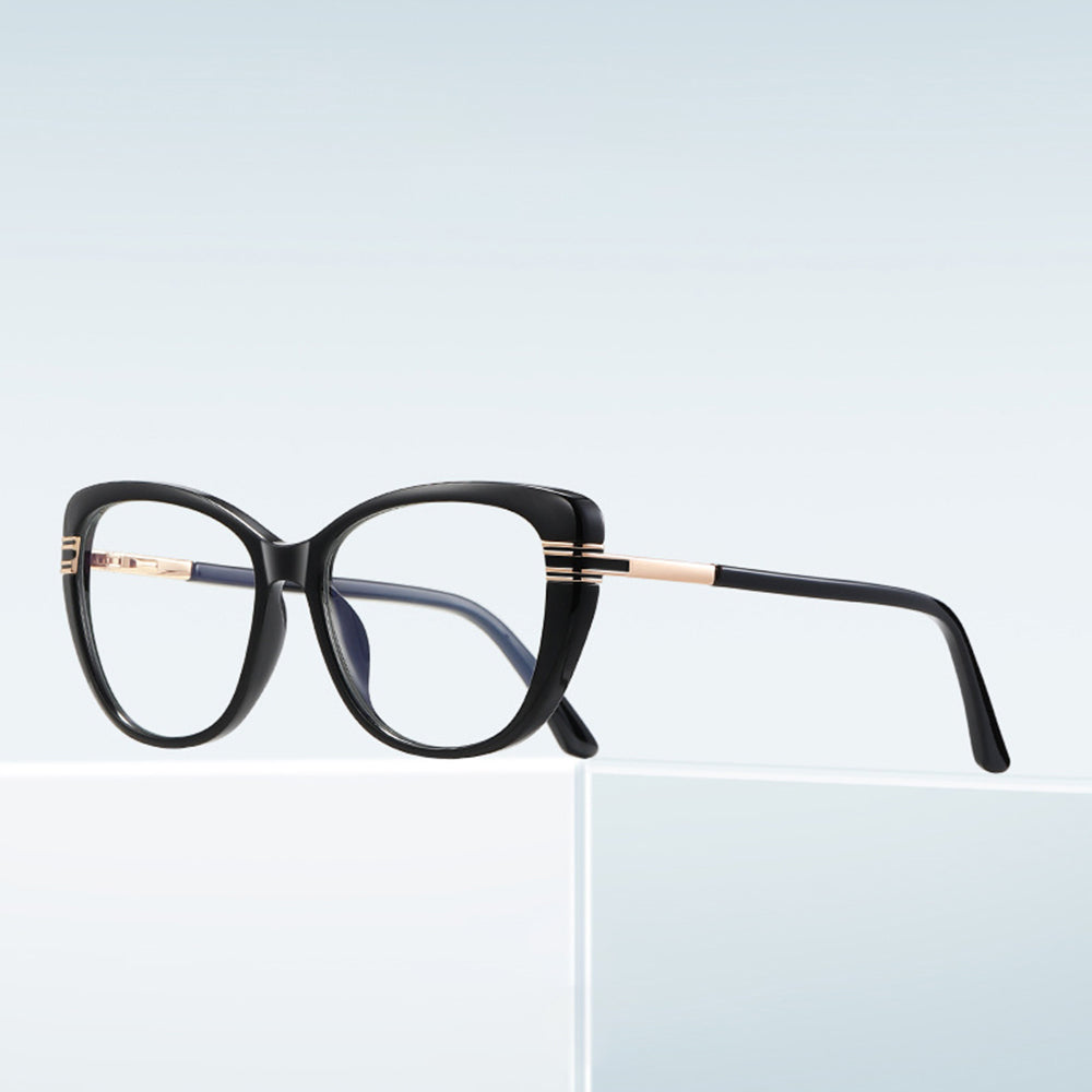 Techsuit Anti-Blue Light Glasses Reflex PC (2274), for Women, Oversized, TR90&Metal Frame, AC Lens, Negru