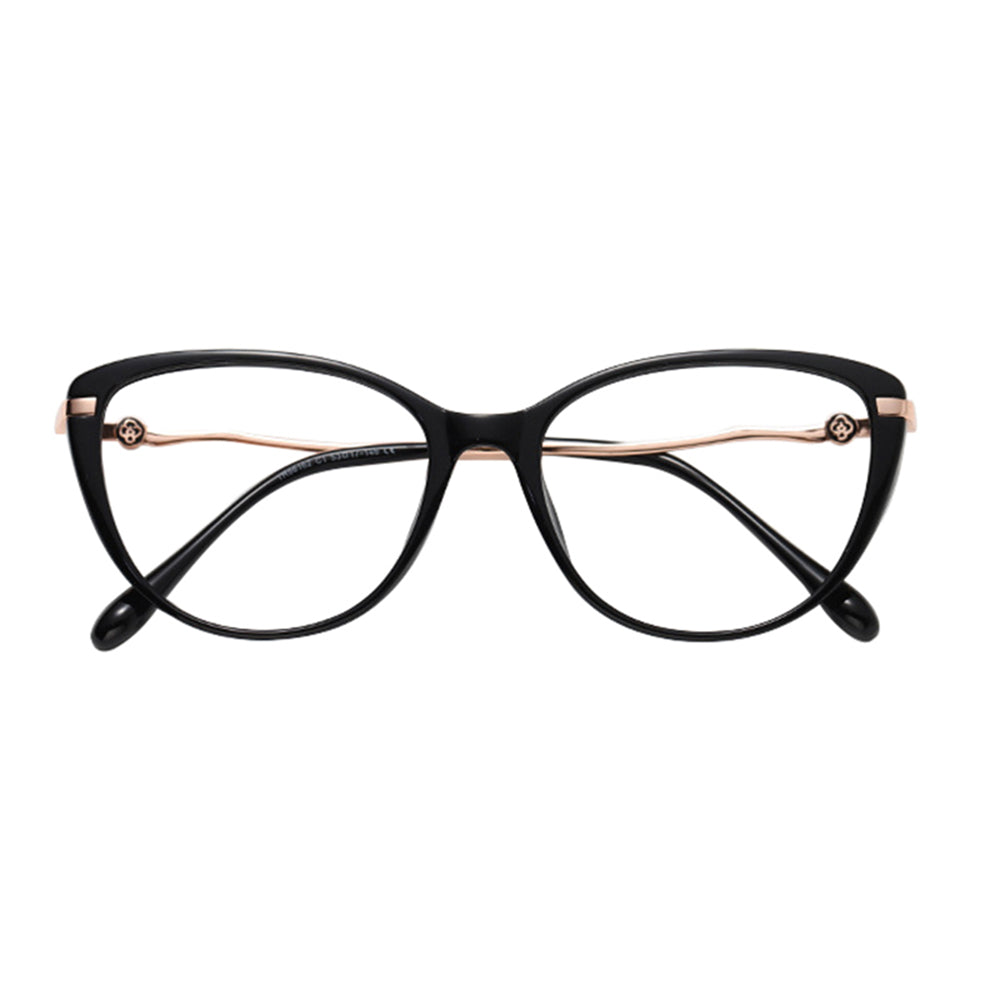 Techsuit Anti-Blue Light Glasses Reflex PC (86162), for Women, Round, TR90&Metal Frame, AC Lens, Auriu /Black