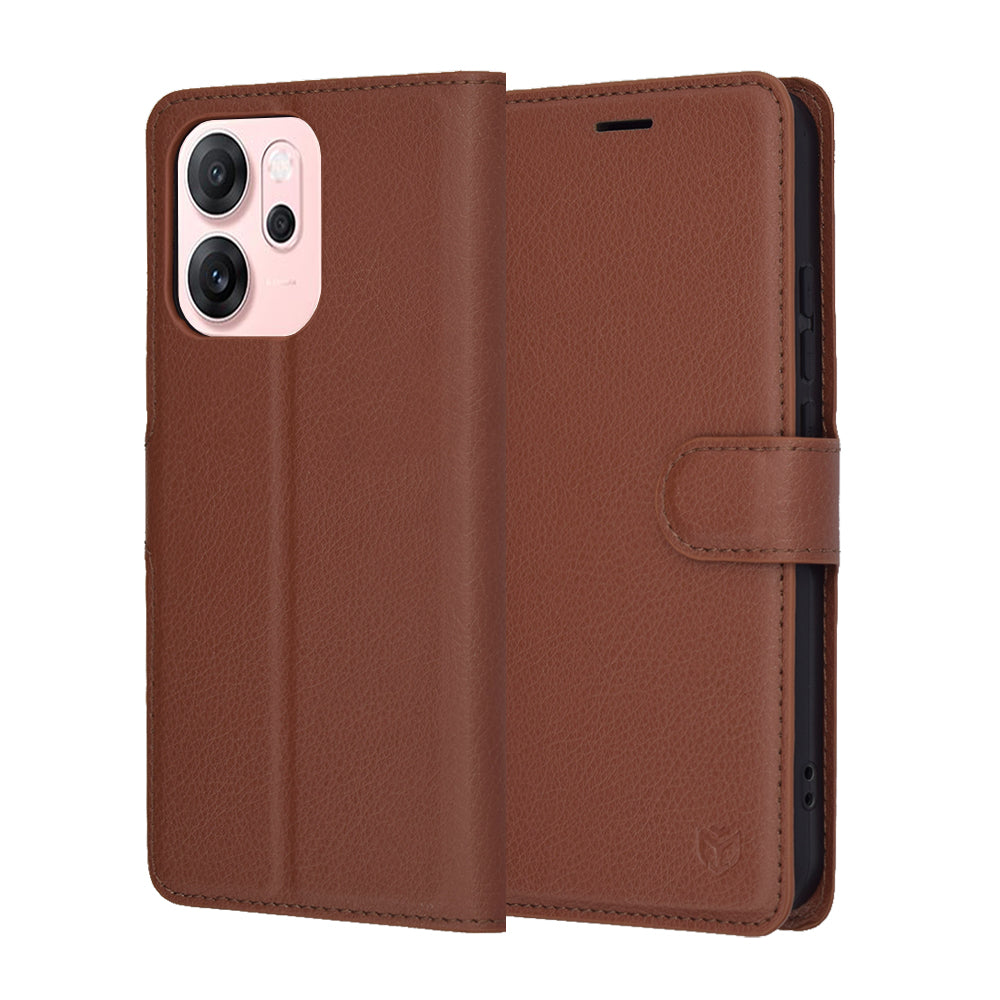 Husa de protectie Techsuit Leather Folio compatibil cu Oppo Reno14 F / Reno14 FS 5G, Maro