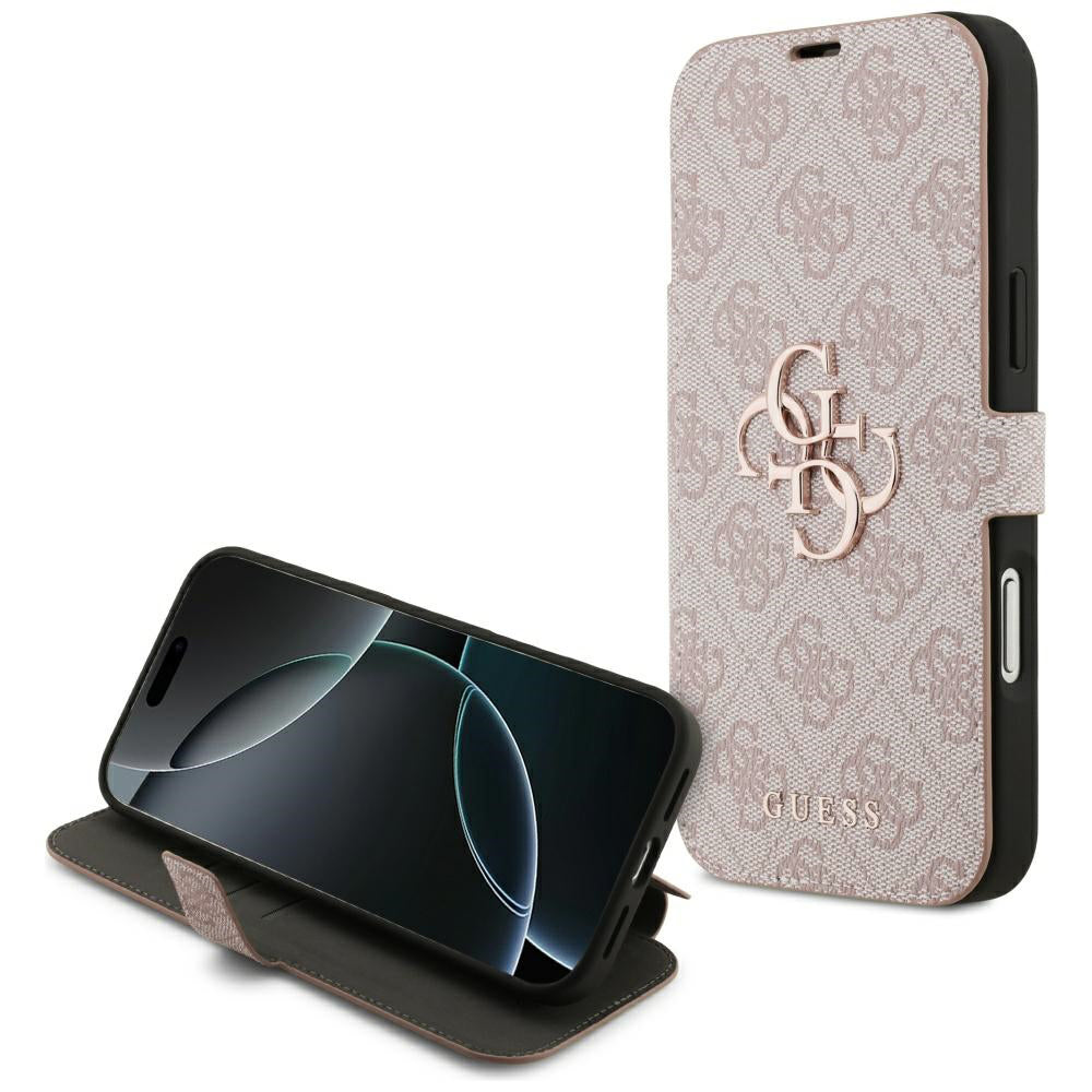 Husa de protectie Guess Book 4G Metal Logo compatibil cu iPhone 17 Pro Max, Roz