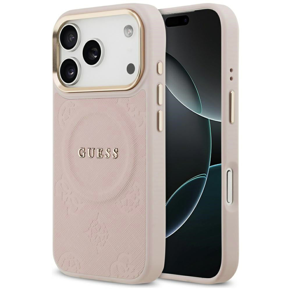 Husa de protectie Guess Peony Hot Stamp compatibil cu iPhone 17 Pro Max, Roz