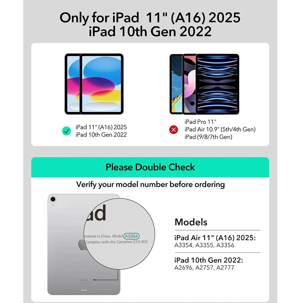 Husa de protectie tableta ESR Rebound Magnetic Keyboard compatibil cu iPad 10 (2022) 10.9 / 11 (2025), Alb