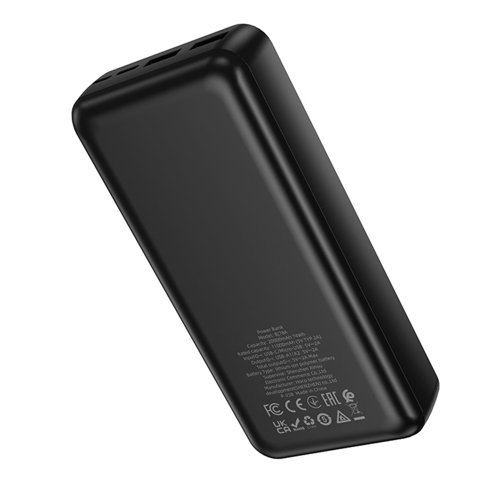 Baterie externa Borofone (BJ78A), 2 x USB, USB-C, Micro-USB, LED Indicator, 20000mAh, Negru