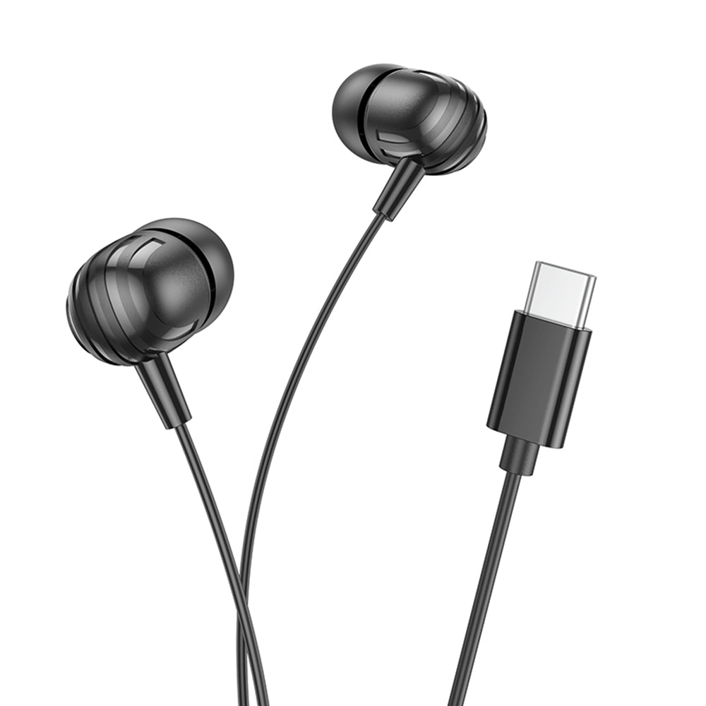 Casti Borofone Wired Earphones Delicious (BM77), Type-C, with Microphone, Stereo Bass, Hi-Fi Audio, Universal, 1.2m, Negru