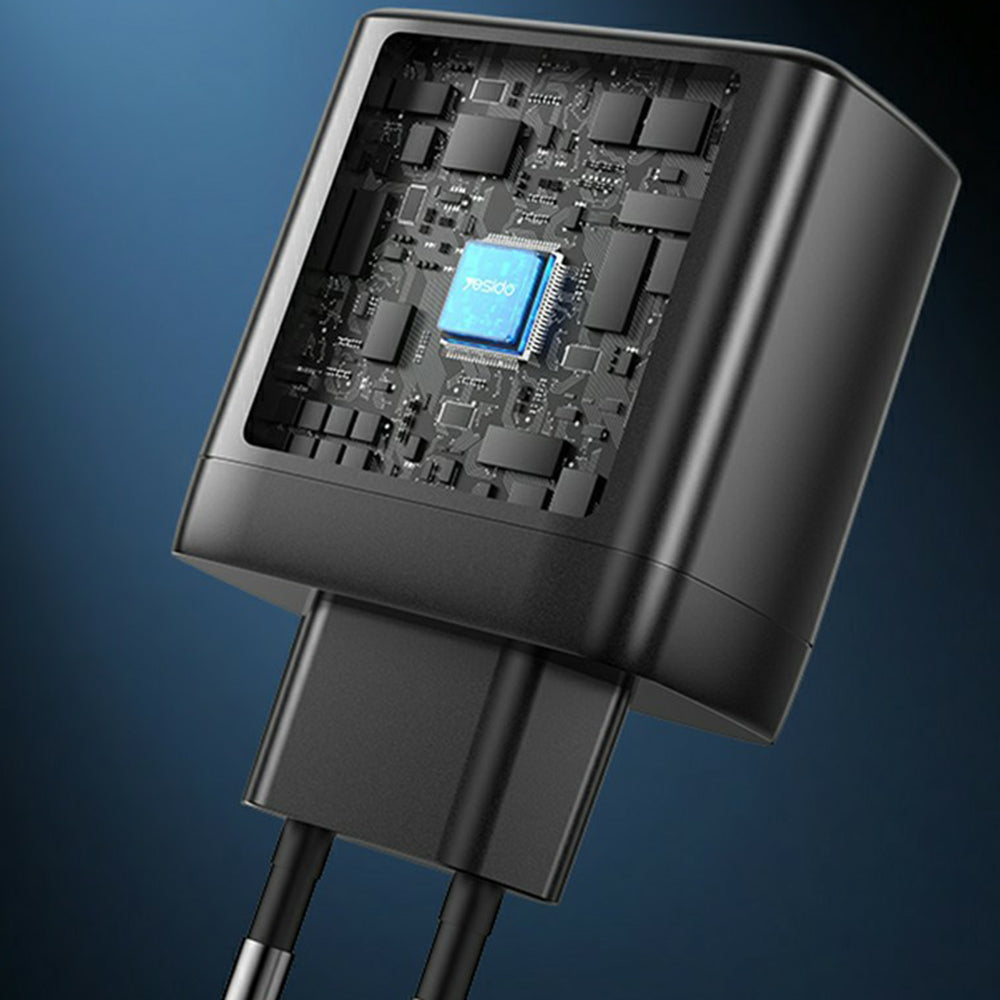 Incarcator Yesido (YC144), 2x USB-C / USB-A, 65W, GaN, Negru