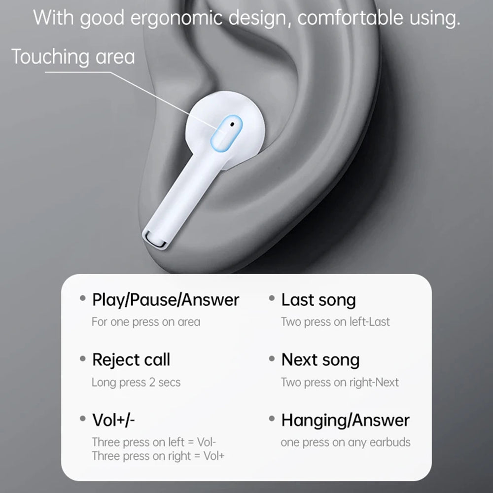Casti Bluetooth, Wireless, Half-in-ear, 250mAh, Stereo - Yesido (TWS35) - White