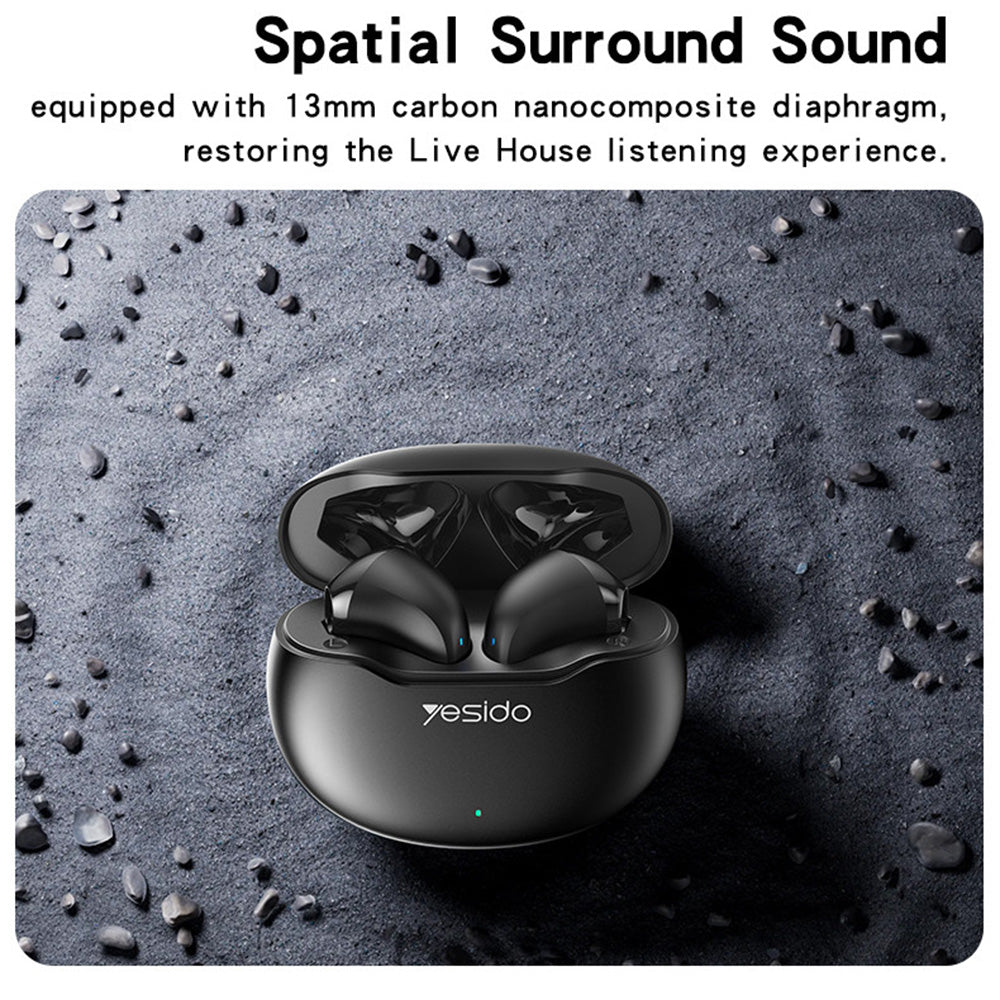 Casti Yesido (TWS21), with Bluetooth V5.3, Half-In-ear Design, Touch Control, Noise Cancelling, 320mAh, Alb
