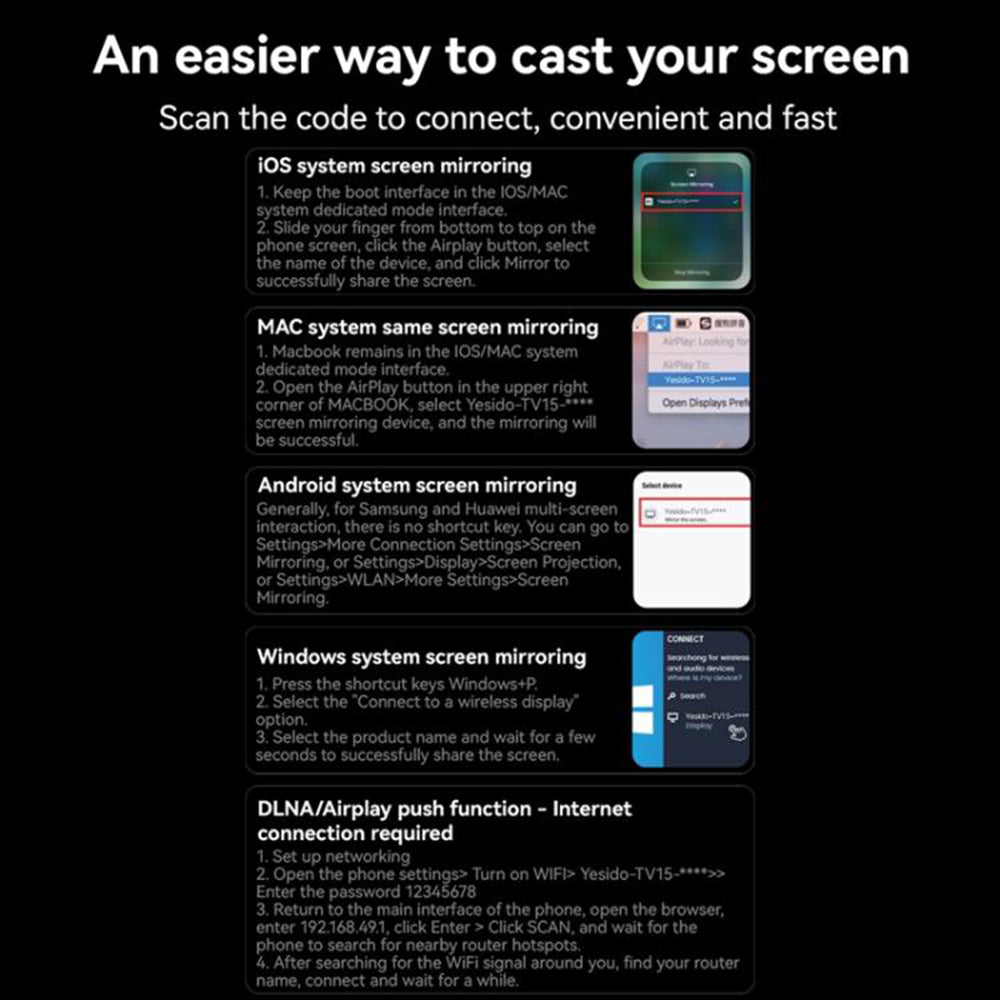 Adaptor Yesido Screen Mirroring Dongle (TV15), Dual WiFi 2.4GHz/5GHz, HDTV, 1080P, 5V/1A, Gri