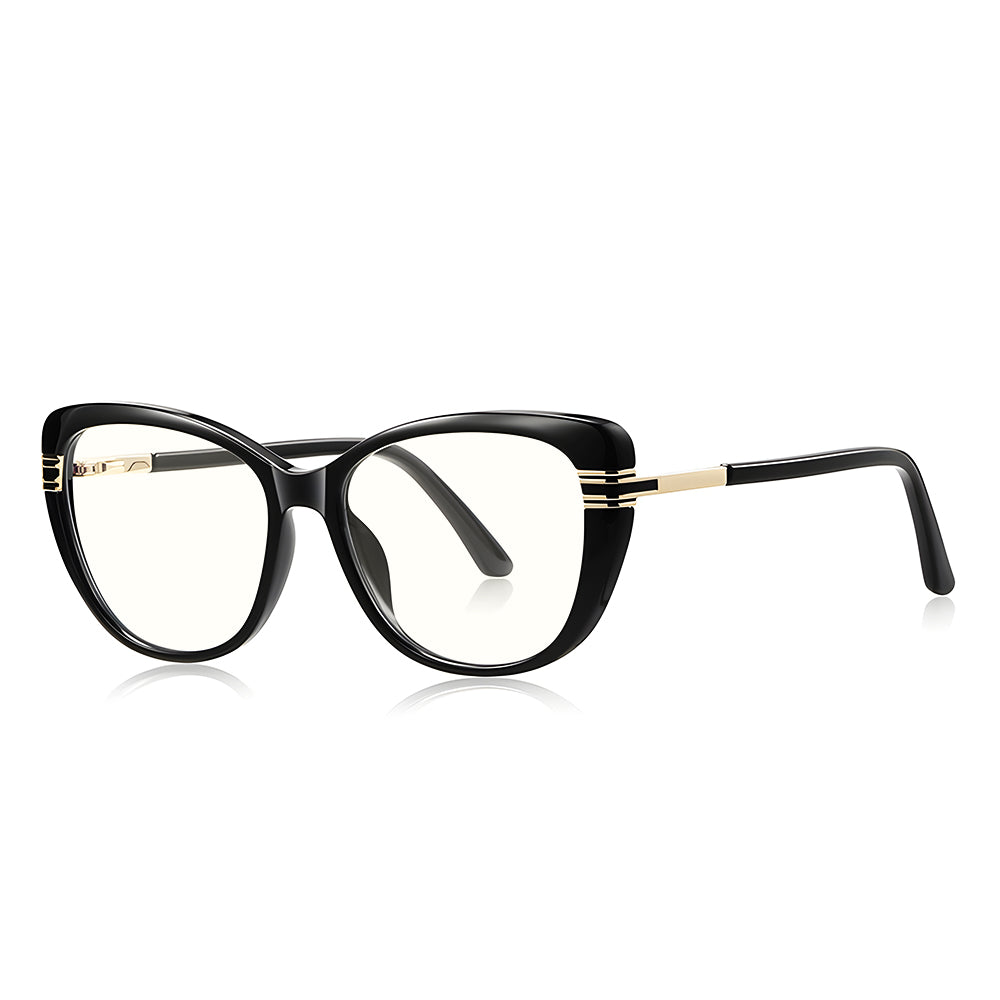 Techsuit Anti-Blue Light Glasses Reflex PC (2274), for Women, Oversized, TR90&Metal Frame, AC Lens, Negru