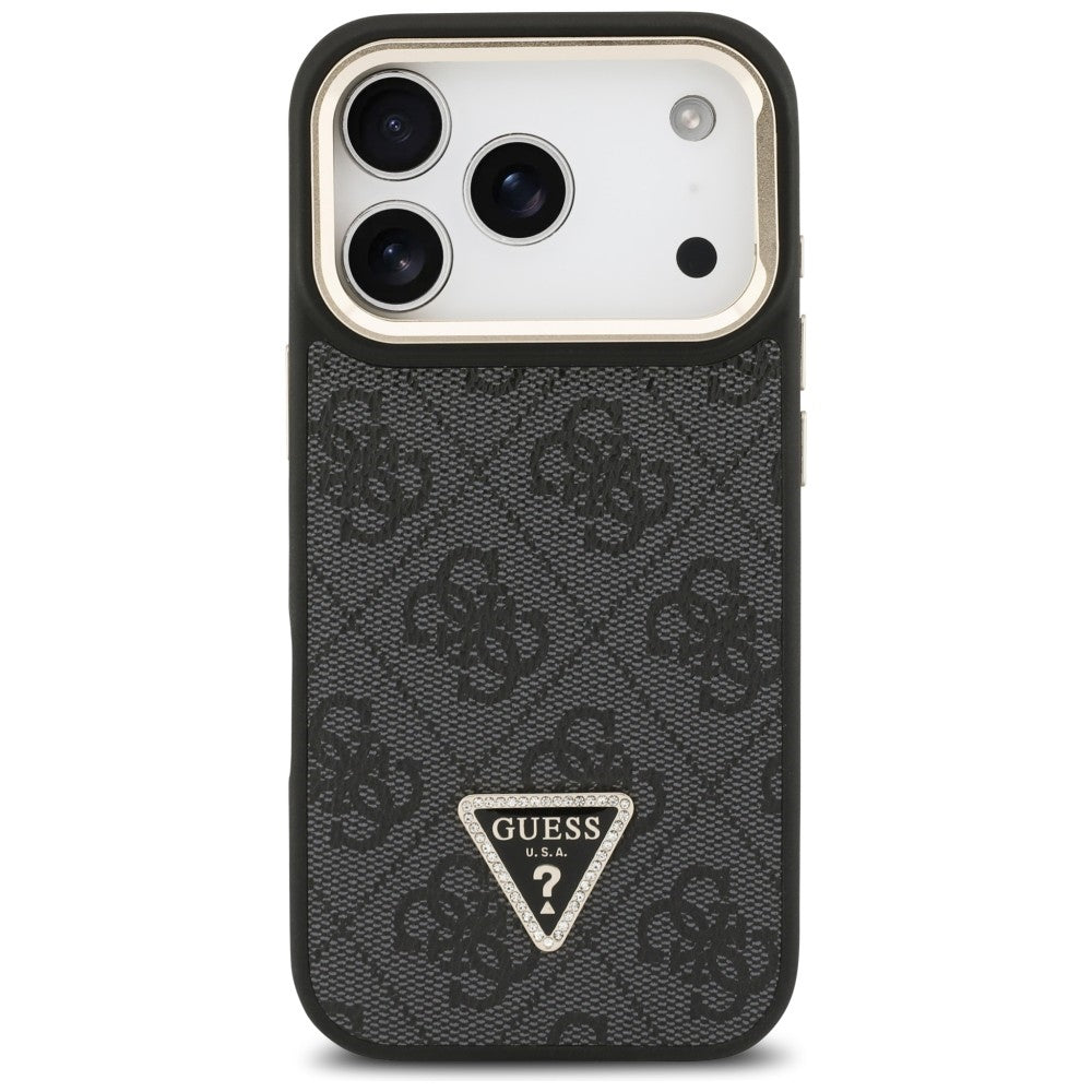Husa de protectie Guess Hardcase 4G Triangle Logo MagSafe with Stand Camera (GUHMP17LPCS4GPTK) compatibil cu iPhone 17 Pro, Negru