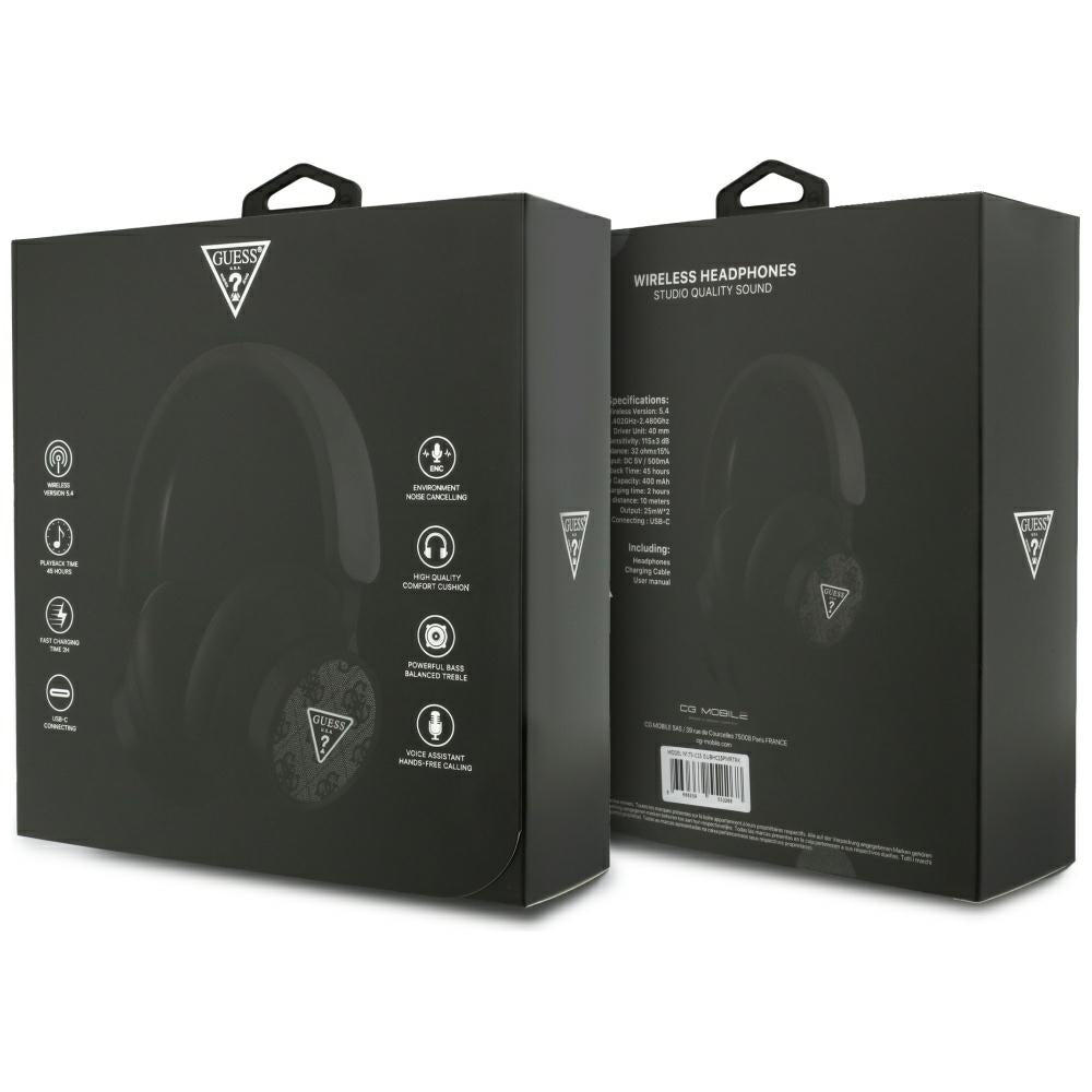 Casti Guess Wireless 4G Triangle Logo (GUBHC15PMRTRK), Bluetooth V5.4, IPX4, ENC Technology, Over-ear, Negru