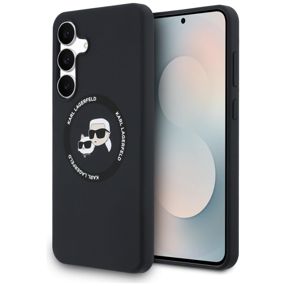 Husa de protectie Karl Lagerfeld Silicone KC Heads MagSafe (KLHMS25FESKCHTCK) compatibil cu Samsung Galaxy S25 FE, Negru