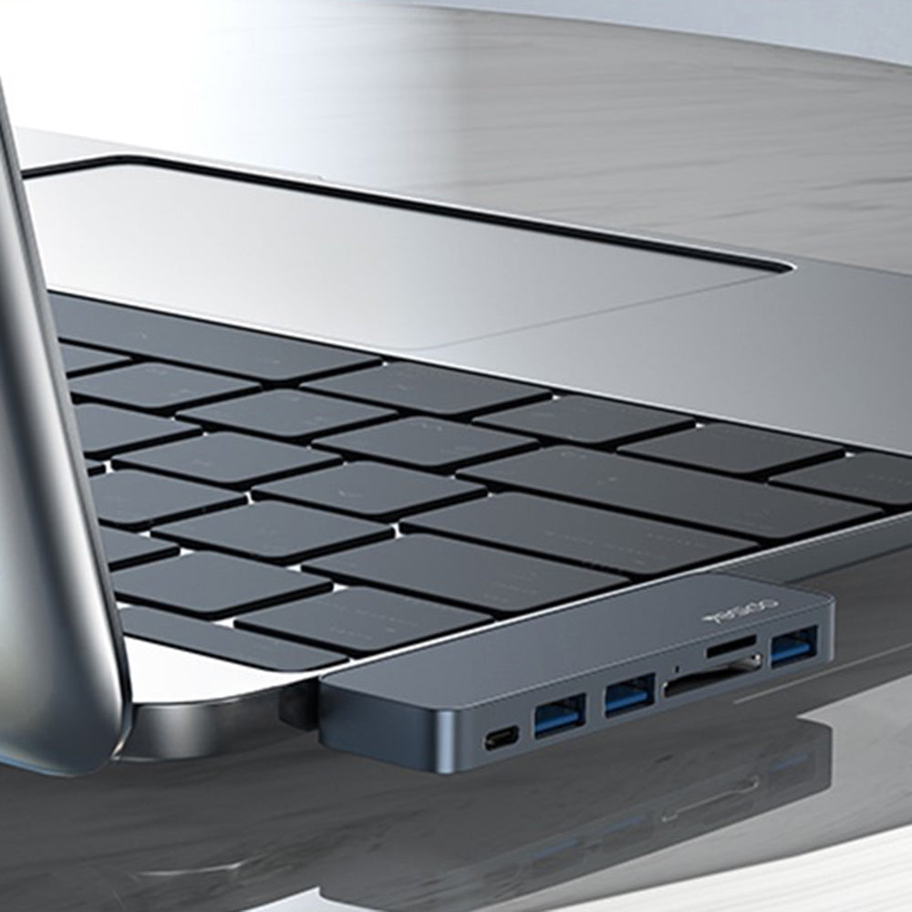 Hub/Dock Yesido Docking Station 6in1 (HB10), 2x Type-C to 3x USB, USB-C, SD/TF, 6in1 Splitter, Fast Charging, 96W, 5Gbps, Gri