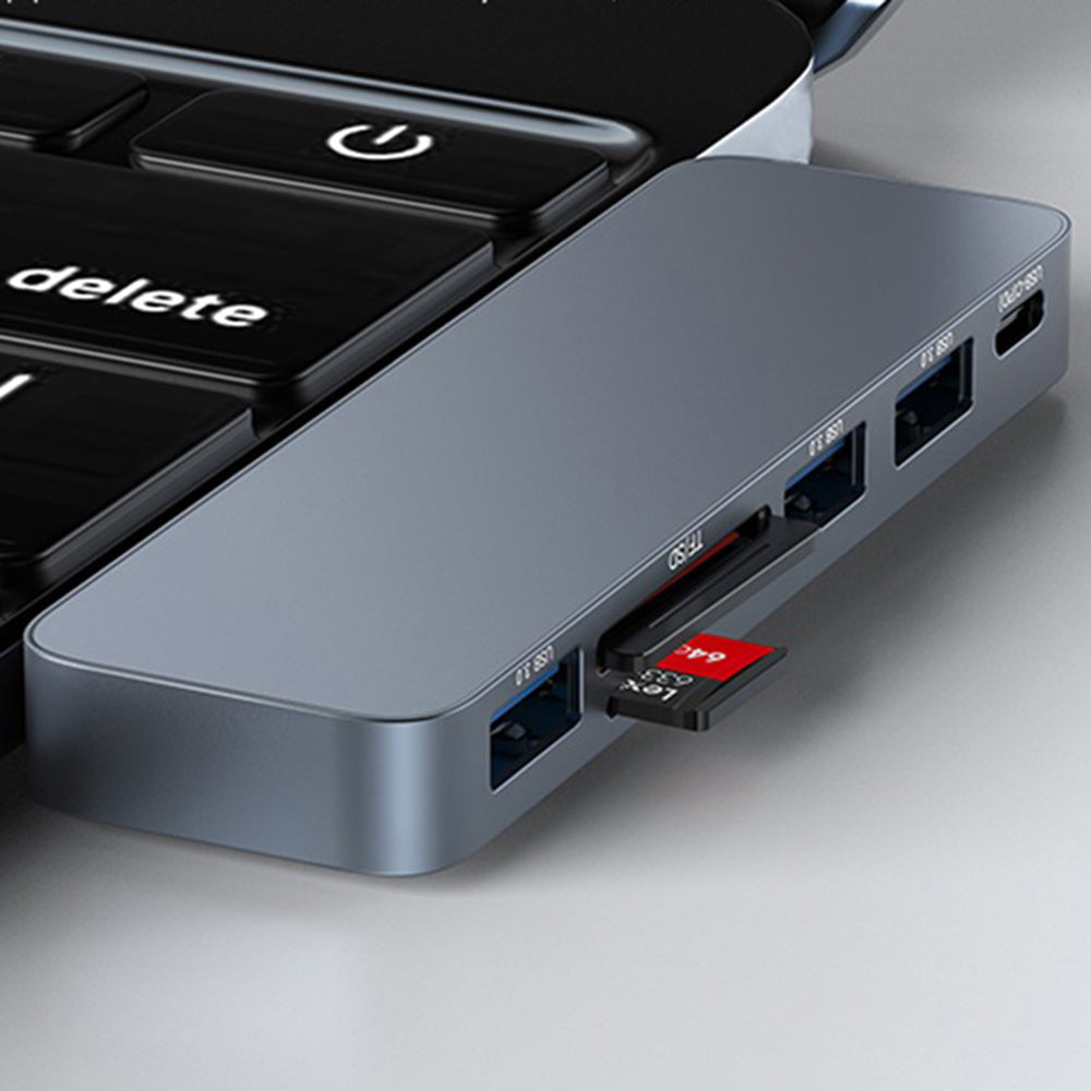Hub/Dock Yesido Docking Station 6in1 (HB10), 2x Type-C to 3x USB, USB-C, SD/TF, 6in1 Splitter, Fast Charging, 96W, 5Gbps, Gri