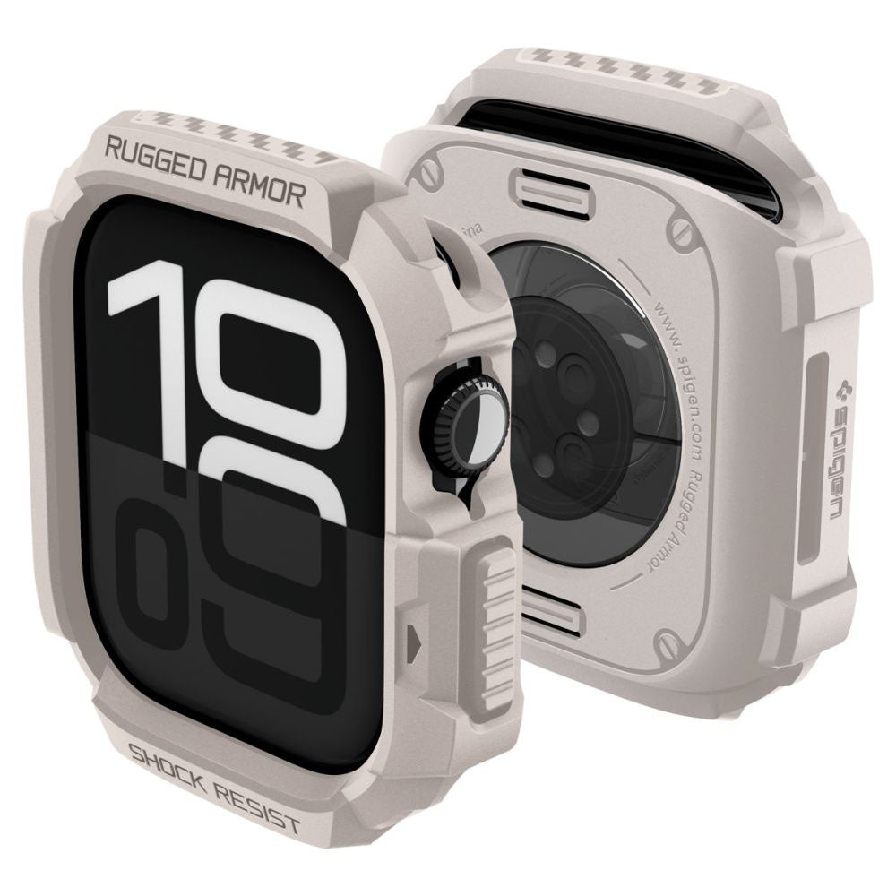Accesoriu smartwatch Spigen Rugged Armor V2 (ACS10493) compatibil cu Apple Watch 10 42mm / Watch 11 42mm, Dune Beige
