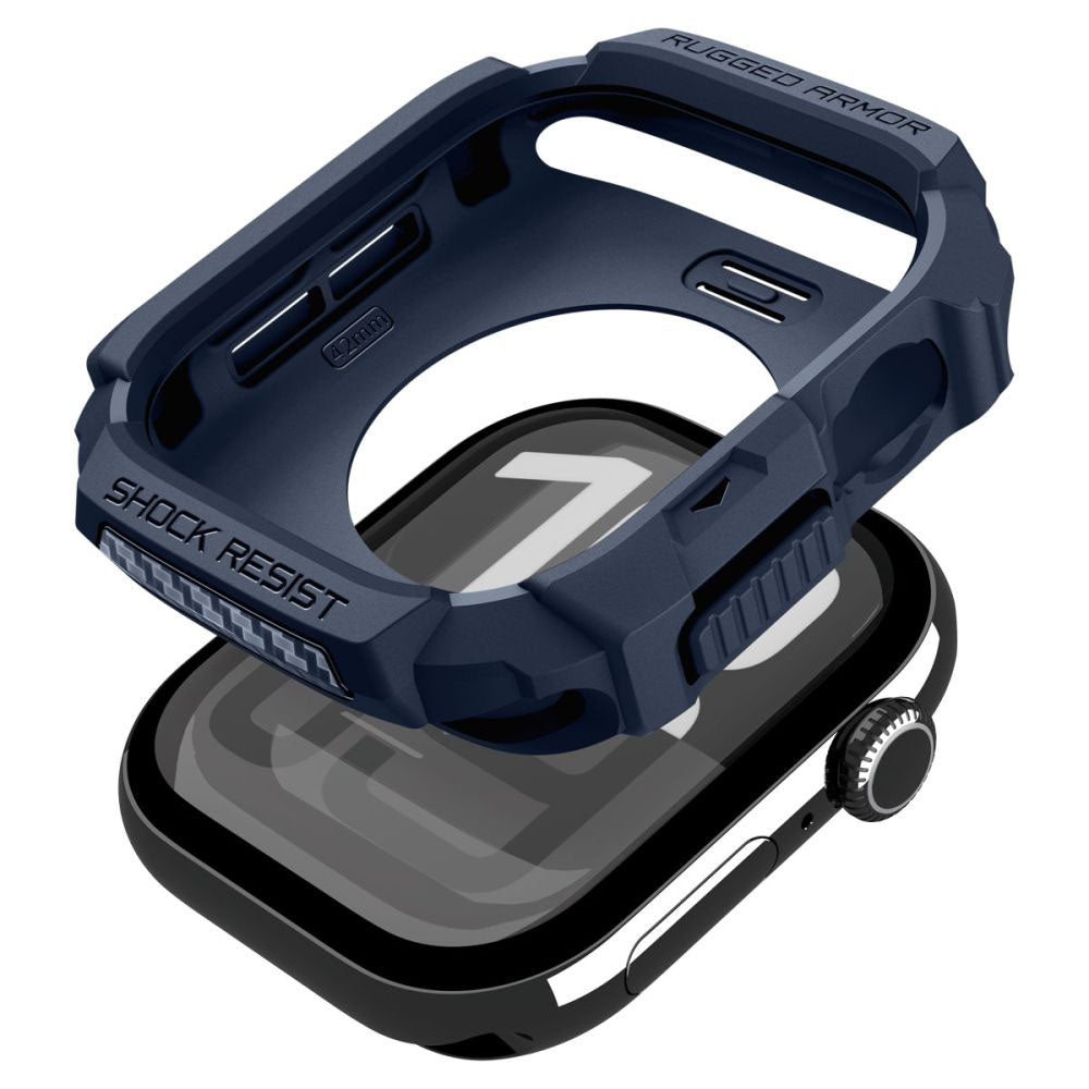 Accesoriu smartwatch Spigen Rugged Armor V2 (ACS10492) compatibil cu Apple Watch 10 42mm / Watch 11 42mm, Bleumarin