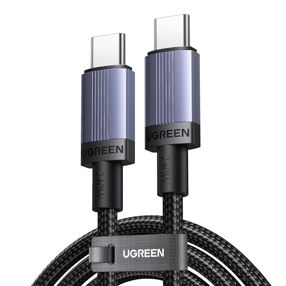 Cablu Ugreen (65908), Type-C to Type-C, Fast Charging, 240W, 5A, 480Mbps, Nylon Braided, 2m, Gri