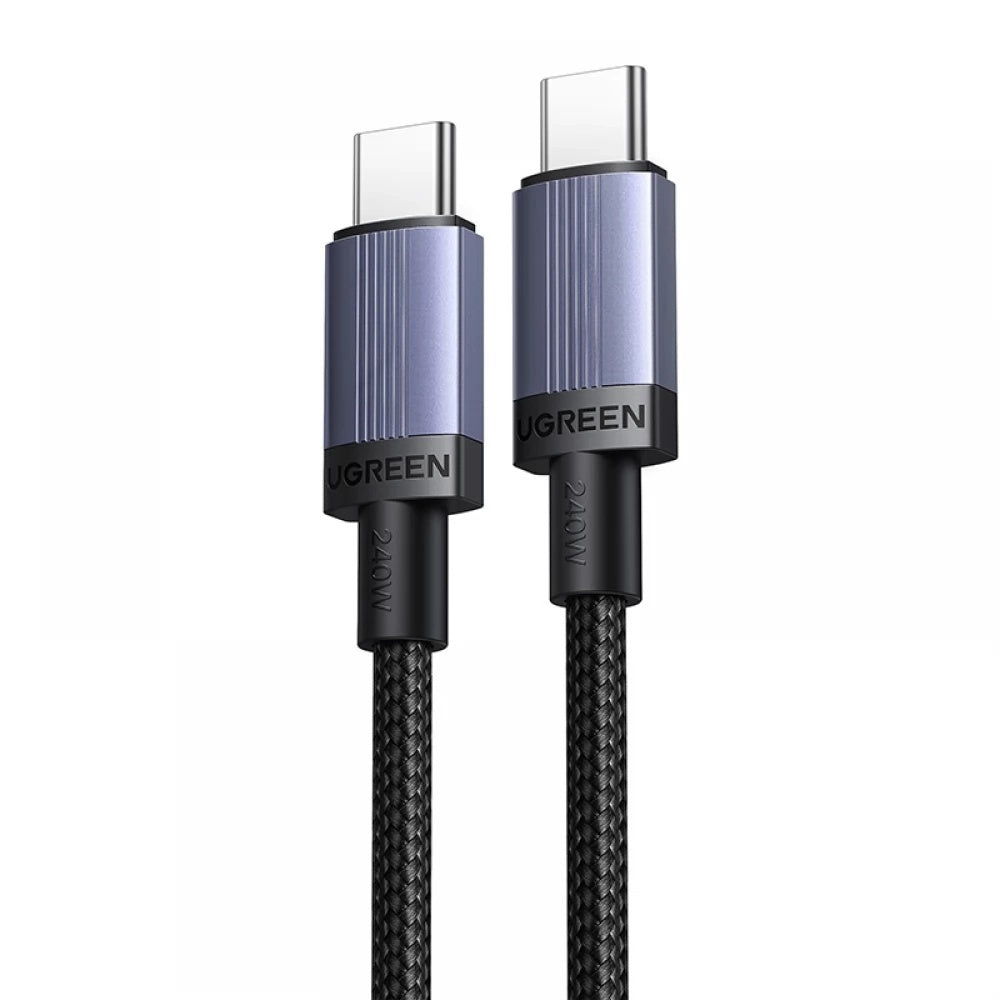 Cablu Ugreen (65908), Type-C to Type-C, Fast Charging, 240W, 5A, 480Mbps, Nylon Braided, 2m, Gri