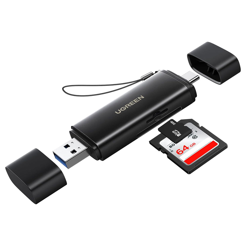Stocare Ugreen Card Reader CM803 (65024), Type-C, USB to SD, TF Card, Dual Connector, 312MB/s, Plug&Play, Negru