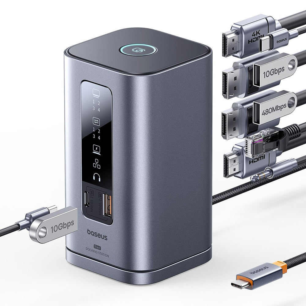 Hub/Dock Baseus 11in1 Docking Station Spacemate Series (B0112701), Triple 4K Display, 10Gbps, PD100W Fast Charging, Gri Spatial