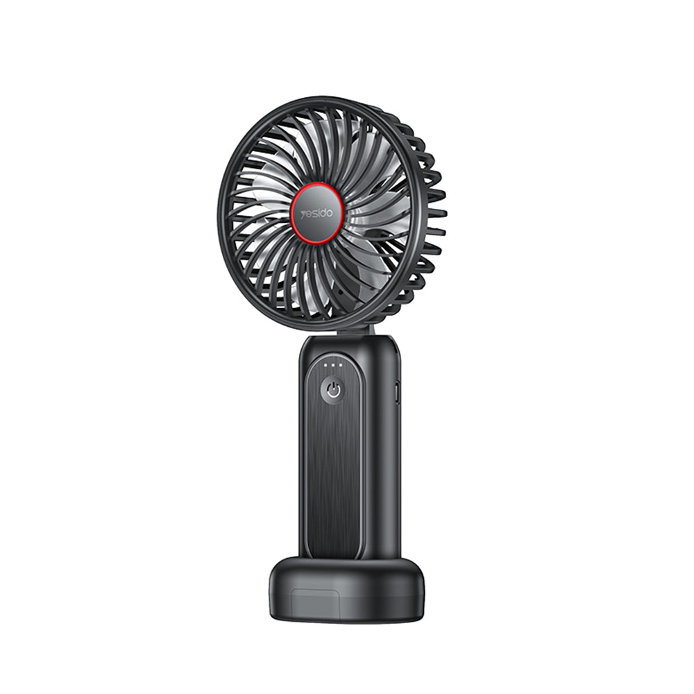 Yesido Mini Handheld Fan (YF10), Power Bank, Foldable, 3 Speed Levels, Phone Holder, 4000mAh, Type-C, Negru
