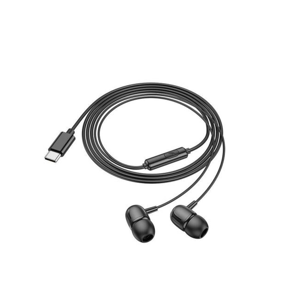Casti Borofone Wired Earphones Delicious (BM77), Type-C, with Microphone, Stereo Bass, Hi-Fi Audio, Universal, 1.2m, Negru