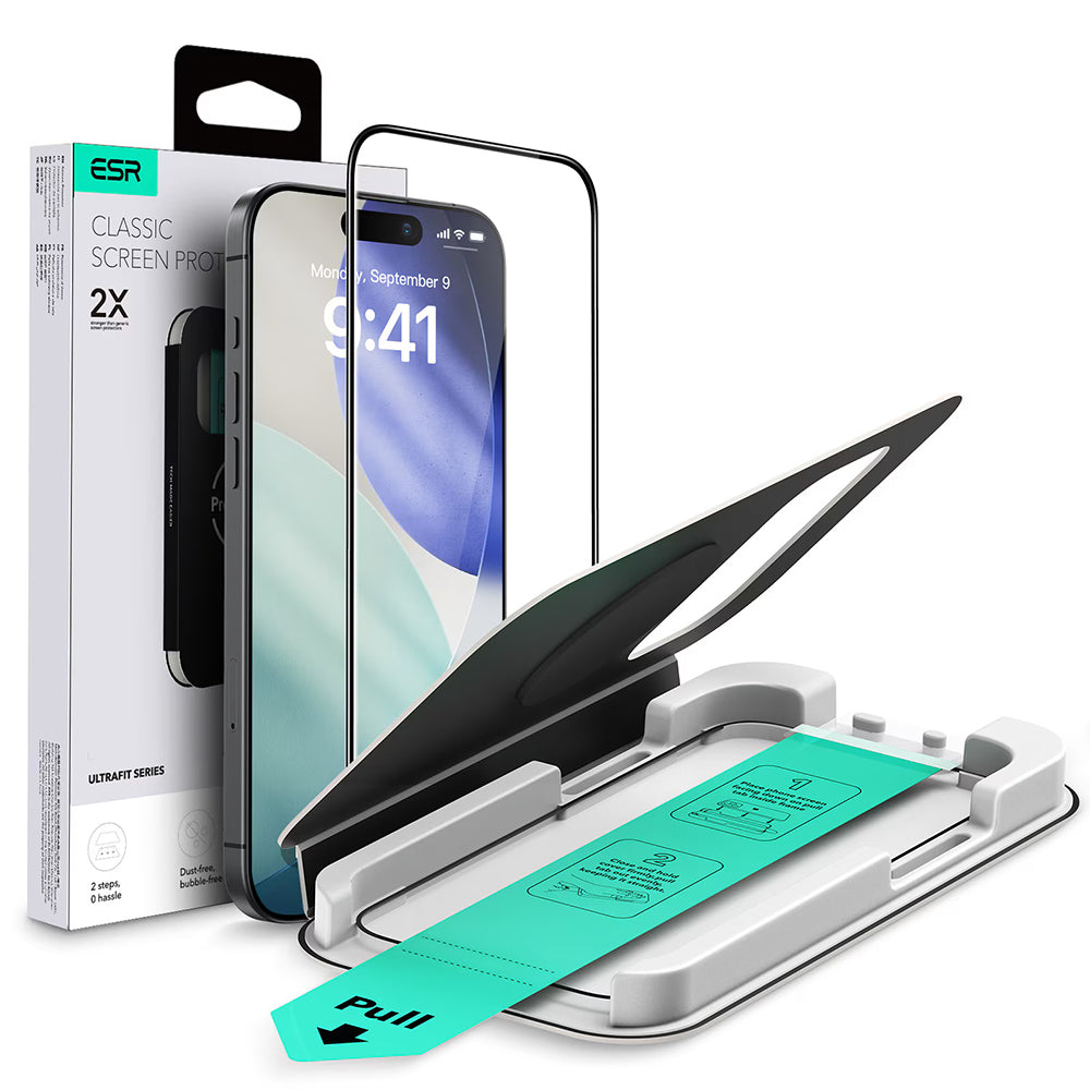 Folie de protectie ESR Tempered Glass UltraFit compatibil cu iPhone 17 Pro, Negru