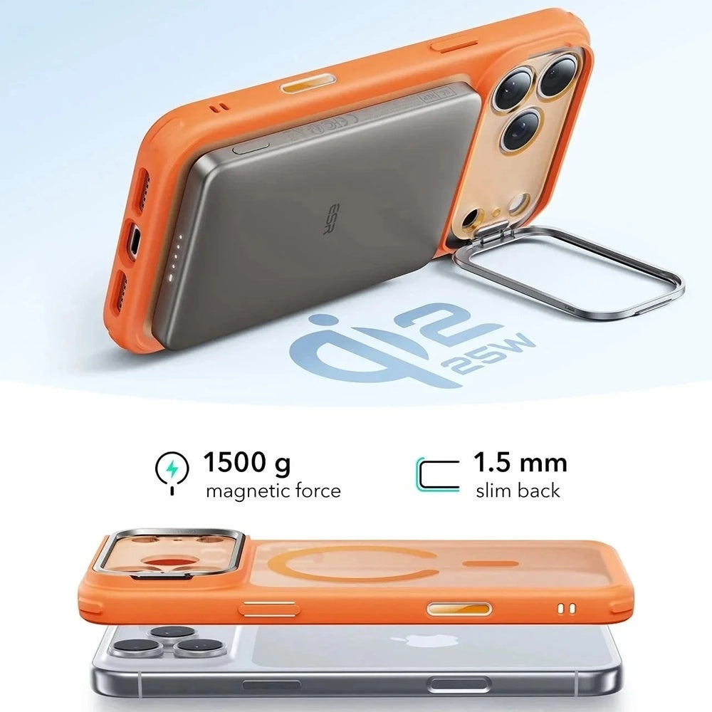 Husa de protectie ESR Classic Hybrid HaloLock Kickstand compatibil cu iPhone 17 Pro Max, Frosted Orange