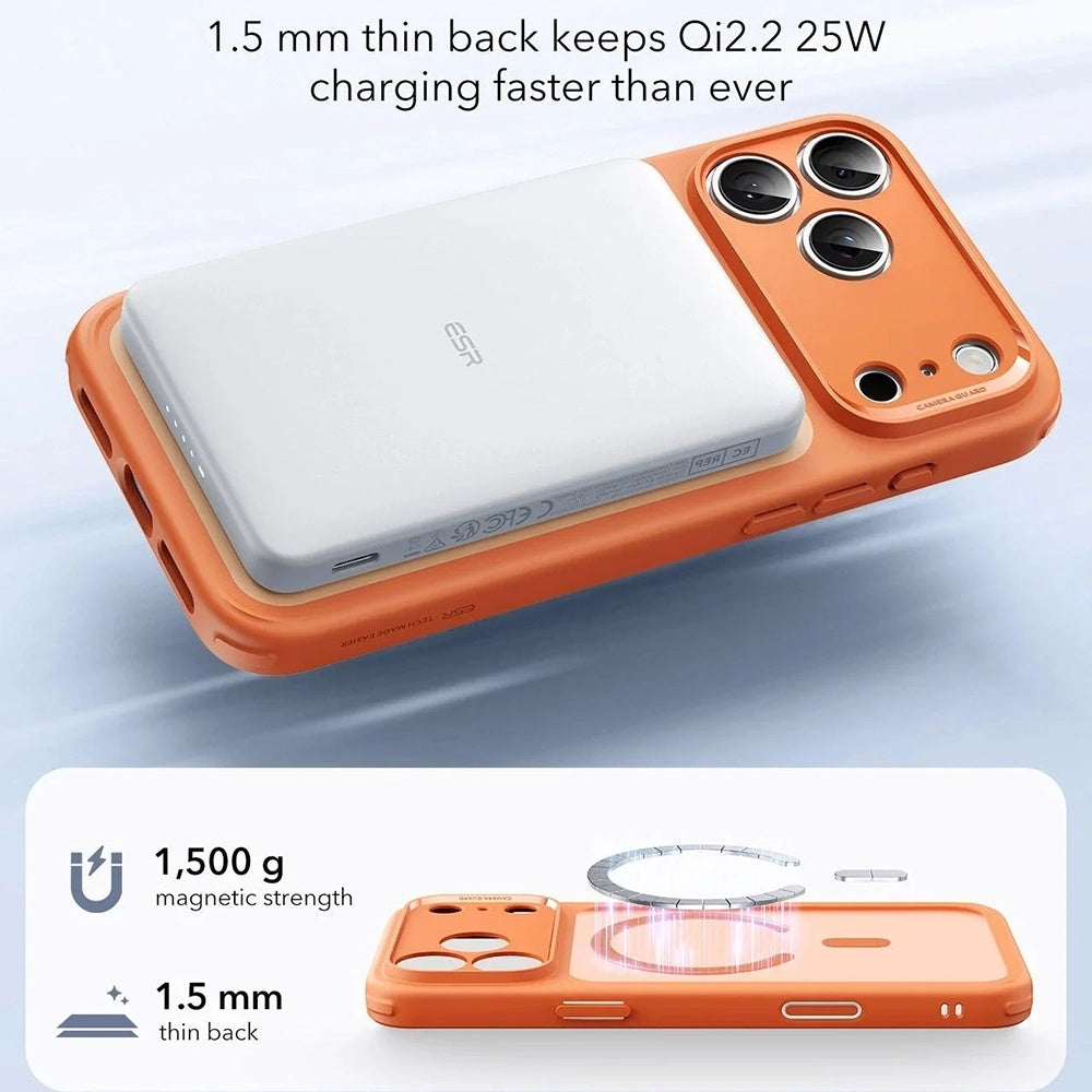 Husa de protectie ESR Classic Hybrid HaloLock compatibil cu iPhone 17 Pro, Frosted Orange