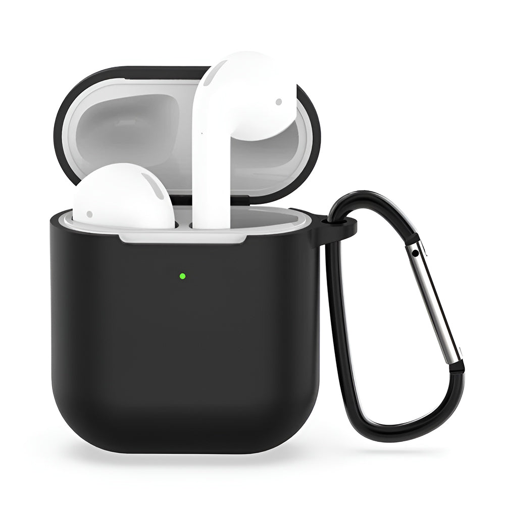 Casti Techsuit Silicone Case, for for AirPods 1 / AirPods 2, Smooth Ultrathin Material, Negru