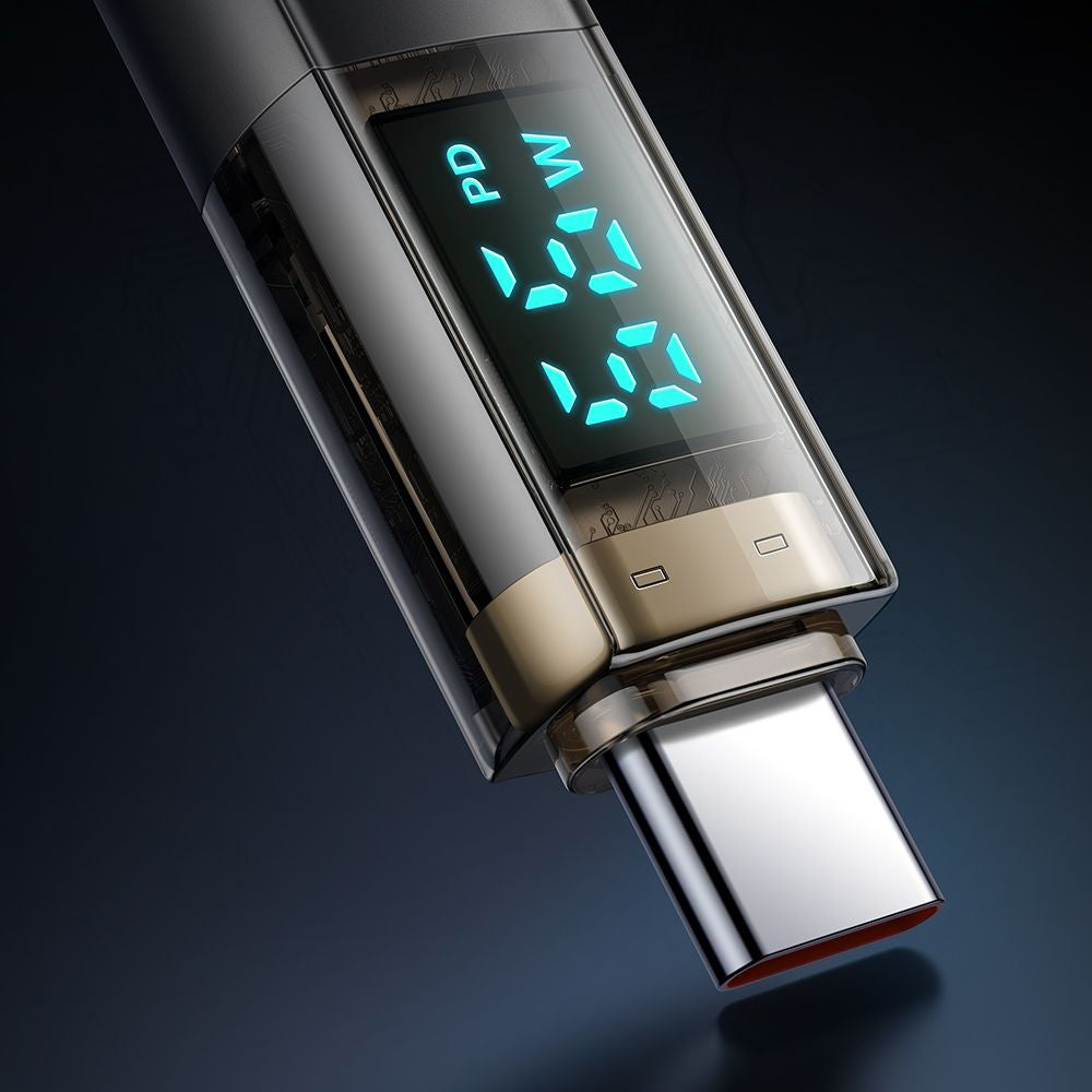 Cablu Mcdodo (CA-3610), Type-C to Type-C, 100W, Digital Display, Auto Power Off, Transparent Design, 1.2m, Negru