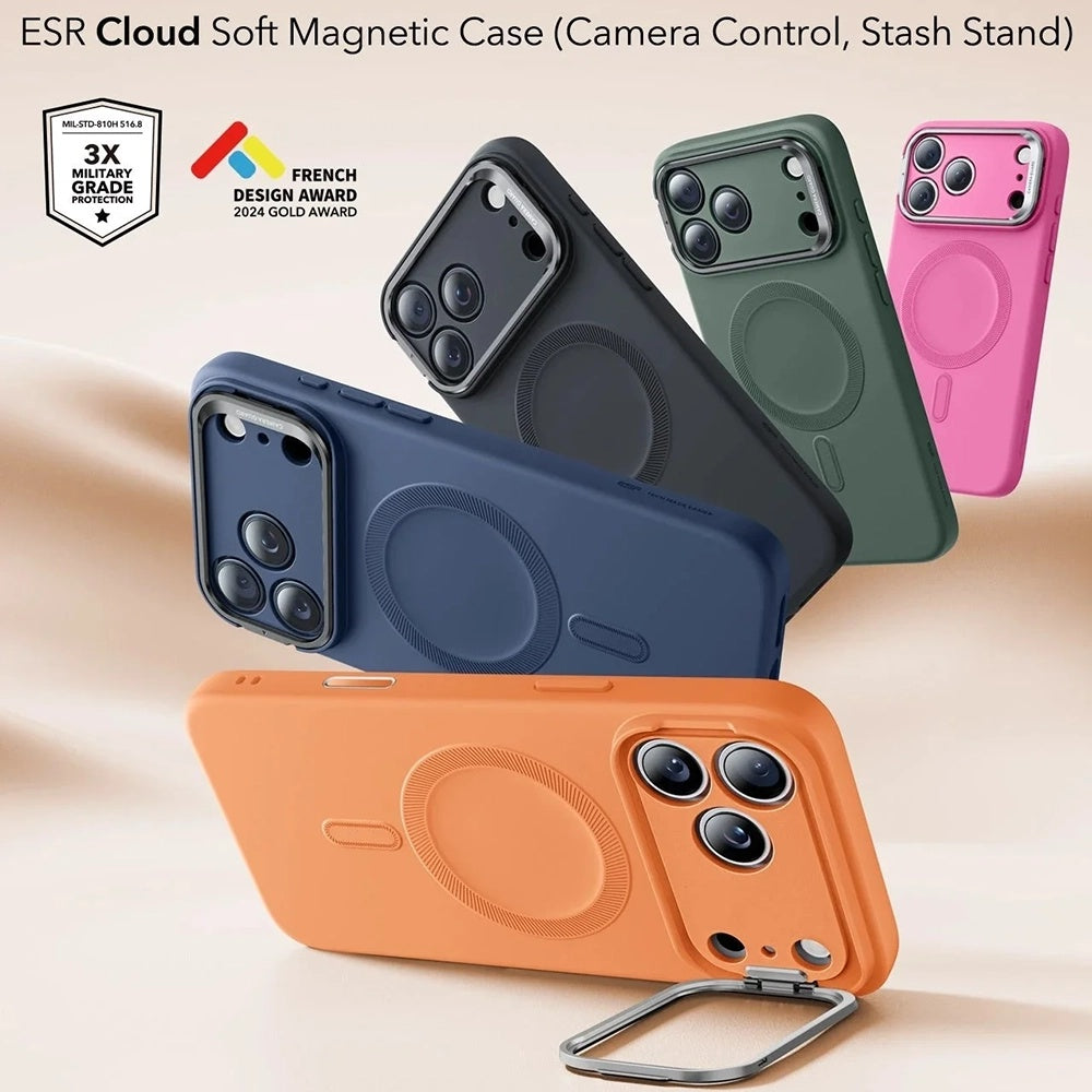 Husa de protectie ESR Cloud Soft HaloLock Kickstand compatibil cu iPhone 17 Pro Max, Portocaliu