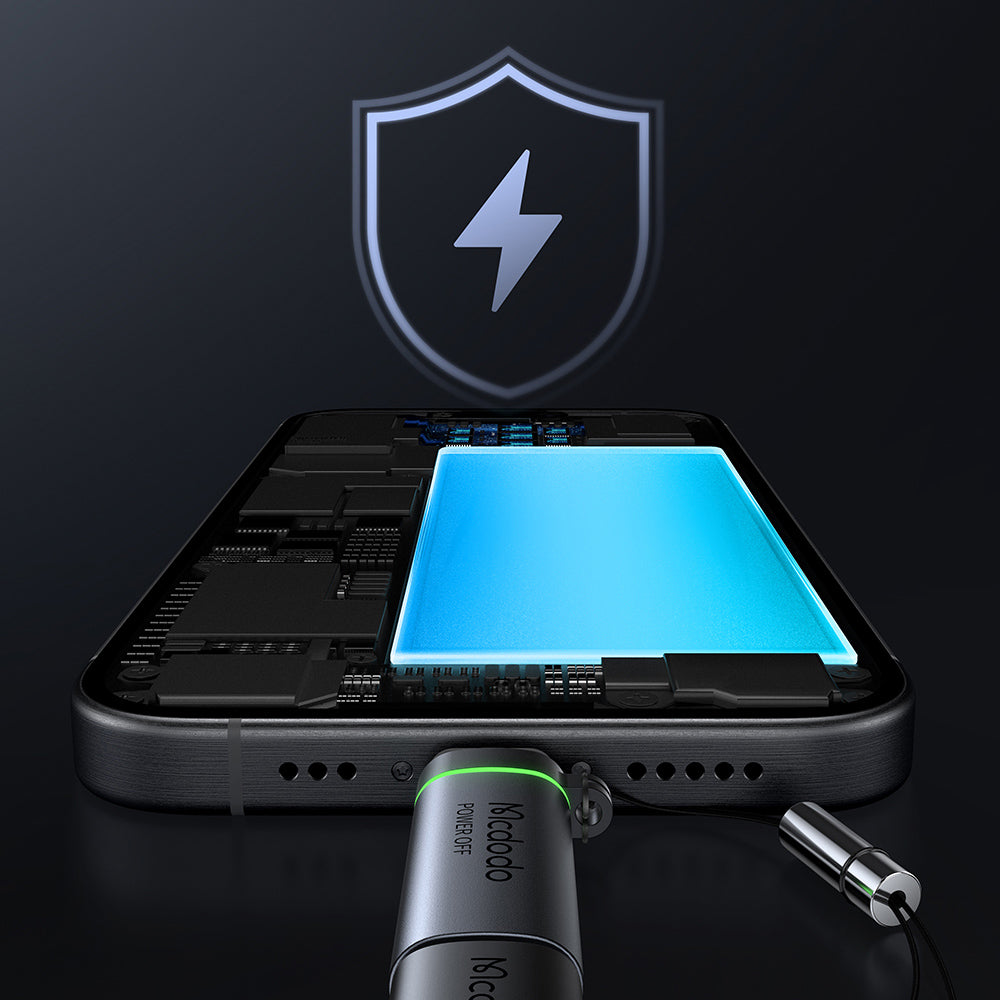 Adaptor Mcdodo Adapter Auto Power Off (OT-6010), Lightning to Type-C, 60W, 3A, 480Mbps, Charging & Data Sync, with Lanyard, Negru