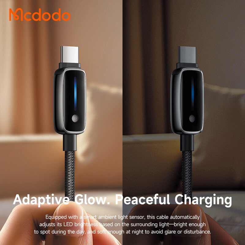 Cablu Mcdodo (CA-0100), with Auto Brightness Adjustment, USB-C to USB-C, 100W, 5A, 1.2m, Negru