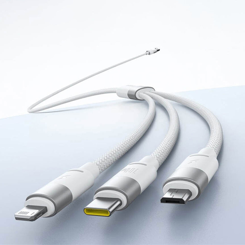 Cablu Baseus StarSpeed (P10319900211-00), Fast Charging, USB to Micro-USB, Type-C, Lightning, 100W, 1.5m, Alb