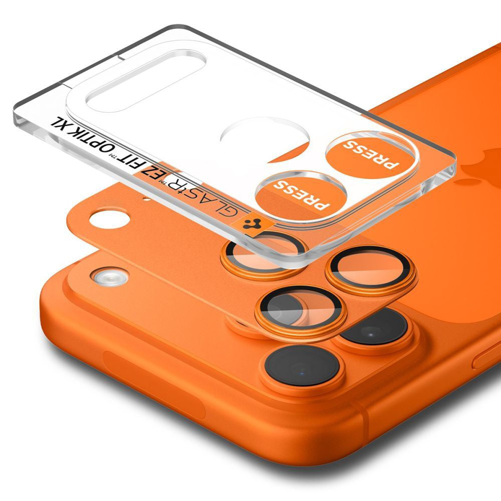 Folie de protectie Spigen Optik.tR EZ Fit Pro XL Camera Glass (AGL10650) compatibil cu iPhone 17 Pro Max, Portocaliu