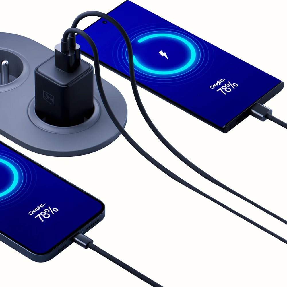 Incarcator 3mk Hyper, USB-A, USB-C, GaN Technology, QC4 + PD, 20W, Negru