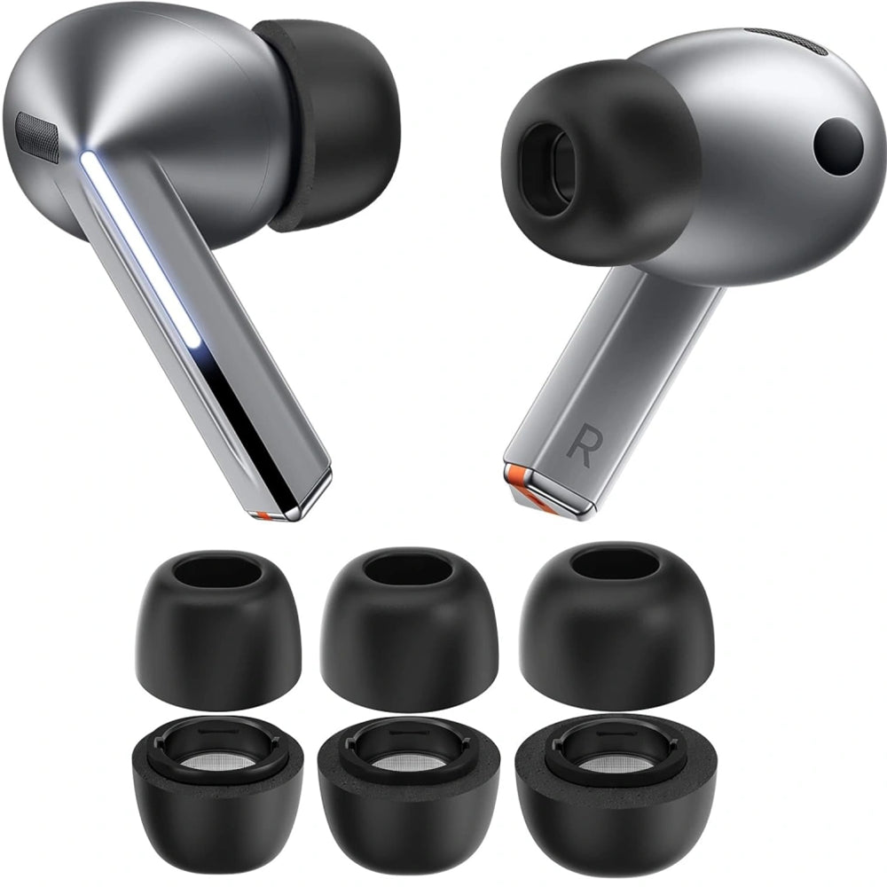 Casti Techsuit (set de 3) Replacement Ear Tips AirVibe (ET3) -for Samsung Galaxy Buds 3 Pro, Premium Silicone S, M, L Sizes, Black